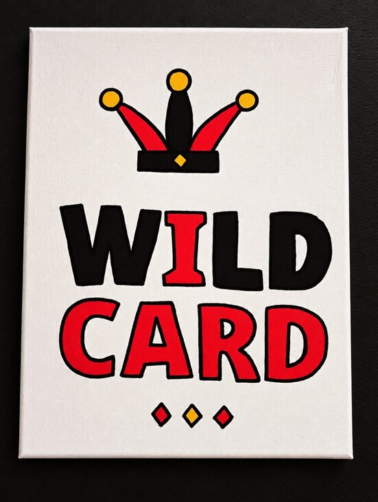 Handmade Other - Original 9x12 Wild Card Jester Crown Acrylic Painting Canvas Wall Art